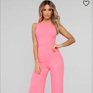 Fashion nova neon pink jump suit